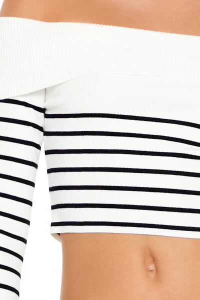 Striped Off-the-Shoulder Sweater - Image 3