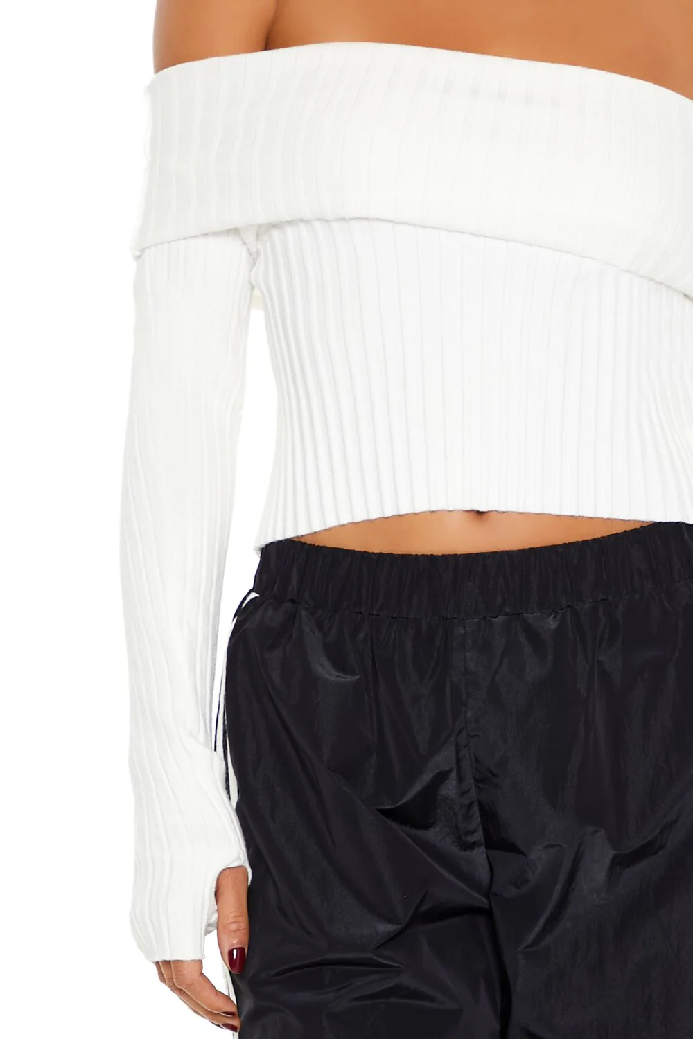 Sweater-Knit Off-the-Shoulder Top - Image 3