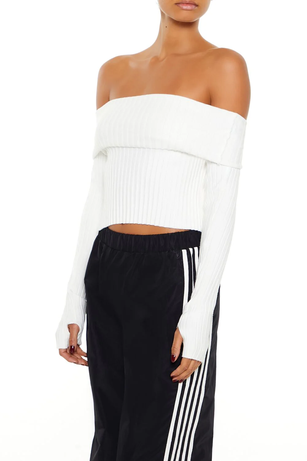 Sweater-Knit Off-the-Shoulder Top - Image 4