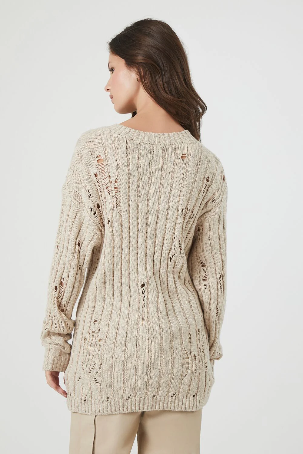 Distressed V-Neck Sweater - Image 3