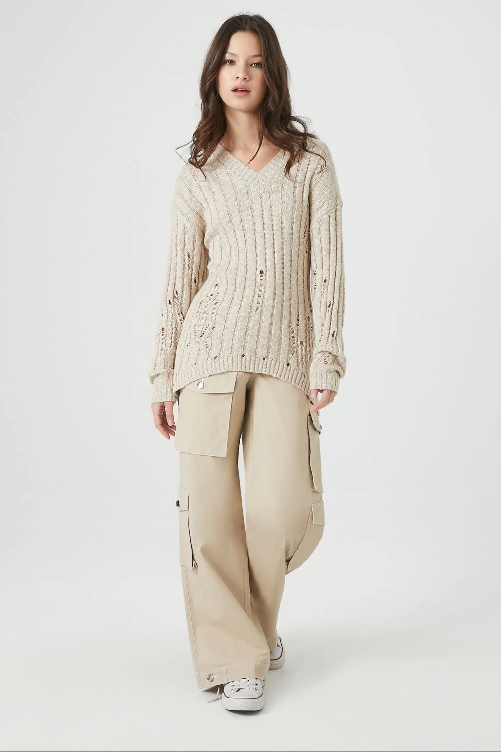 Distressed V-Neck Sweater - Image 4