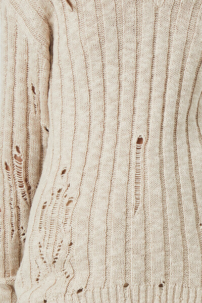 Distressed V-Neck Sweater - Image 5
