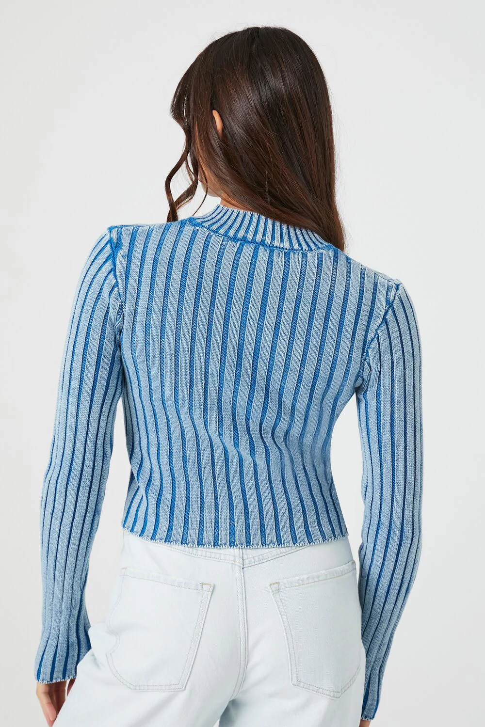Ribbed Knit Zip-Up Sweater - Image 3