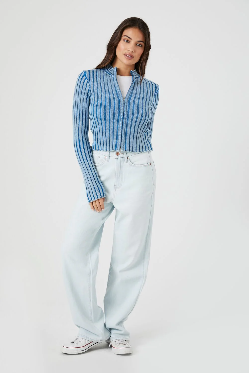 Ribbed Knit Zip-Up Sweater - Image 4