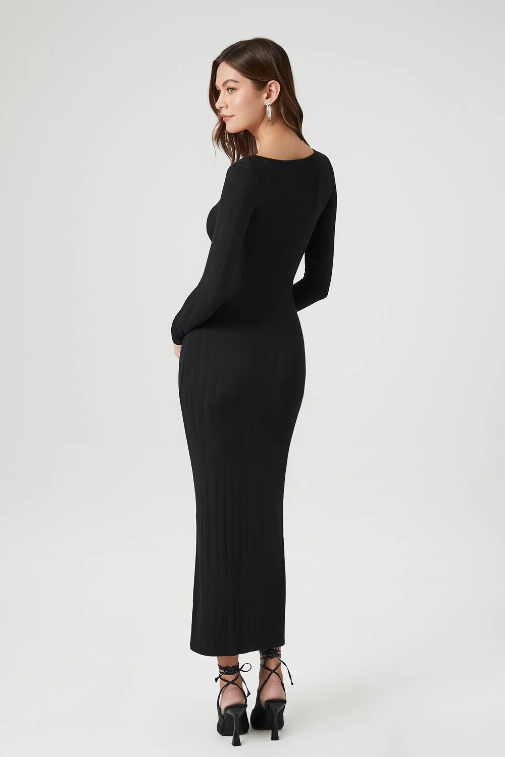 Ribbed Knit Square-Neck Maxi Dress - Image 3