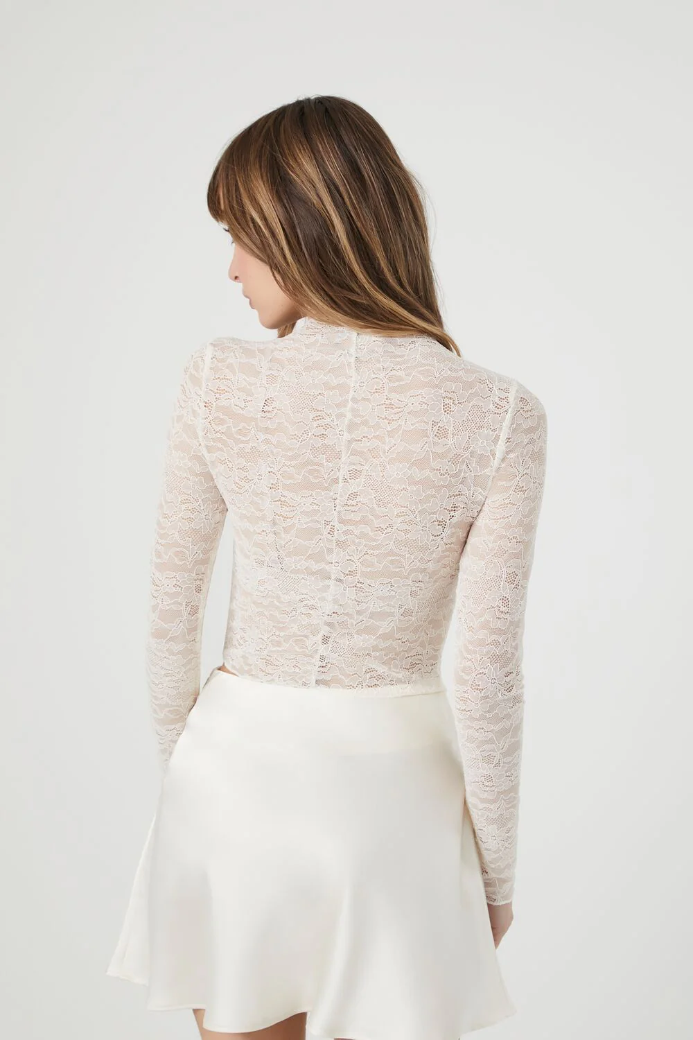 Sheer Cropped Lace Top - Image 3