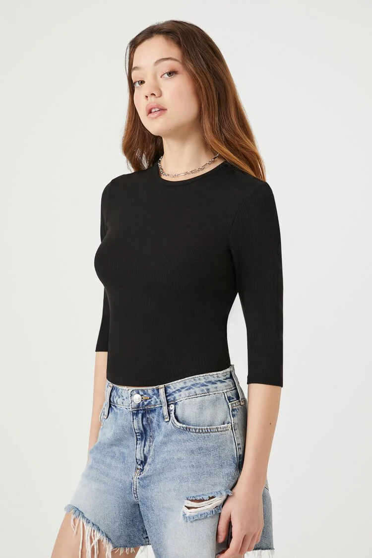 Ribbed Knit Crop Top - Image 2