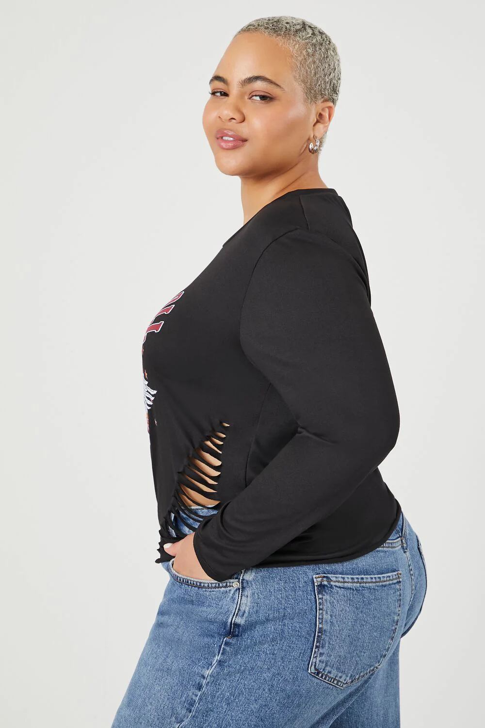Plus Size Rock N Roll Slashed Tee - Image 2