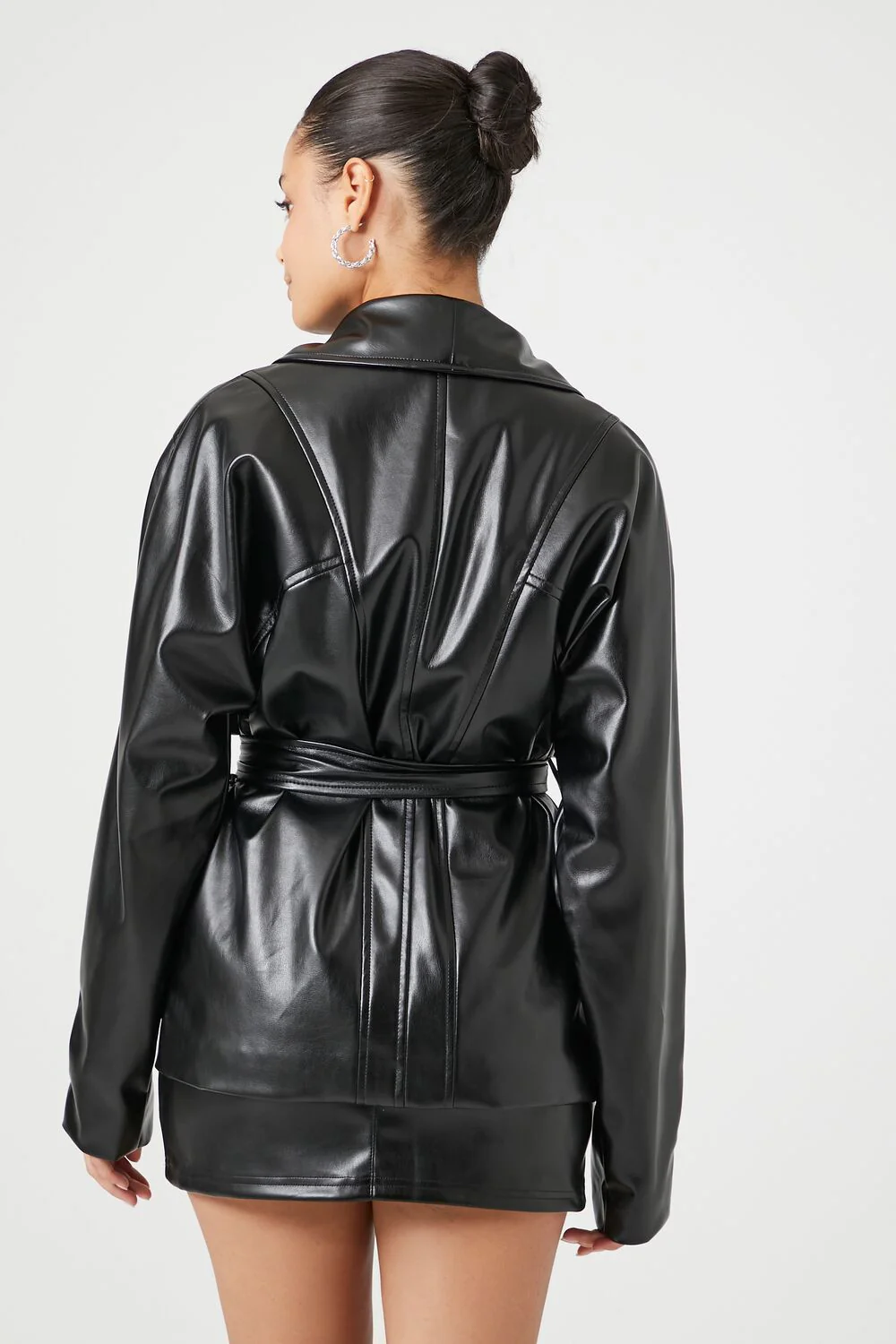 Faux Leather Wrap Jacket - Image 3