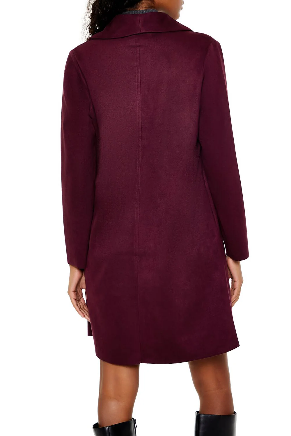 Faux Suede Open-Front Trench Coat - Image 5