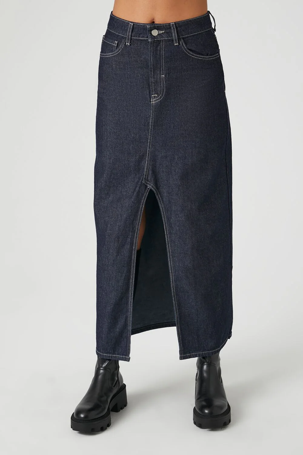 Denim Maxi Slit Skirt - Image 2