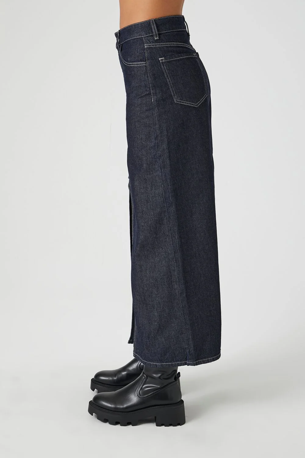 Denim Maxi Slit Skirt - Image 3