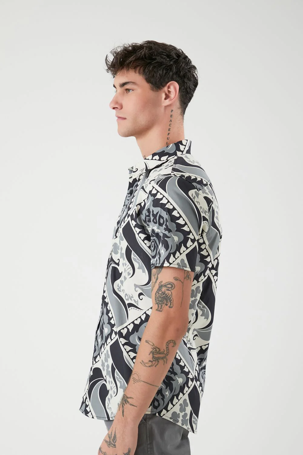 Ornate Print Curved-Hem Shirt - Image 2