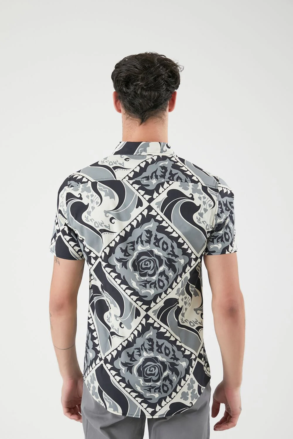 Ornate Print Curved-Hem Shirt - Image 3