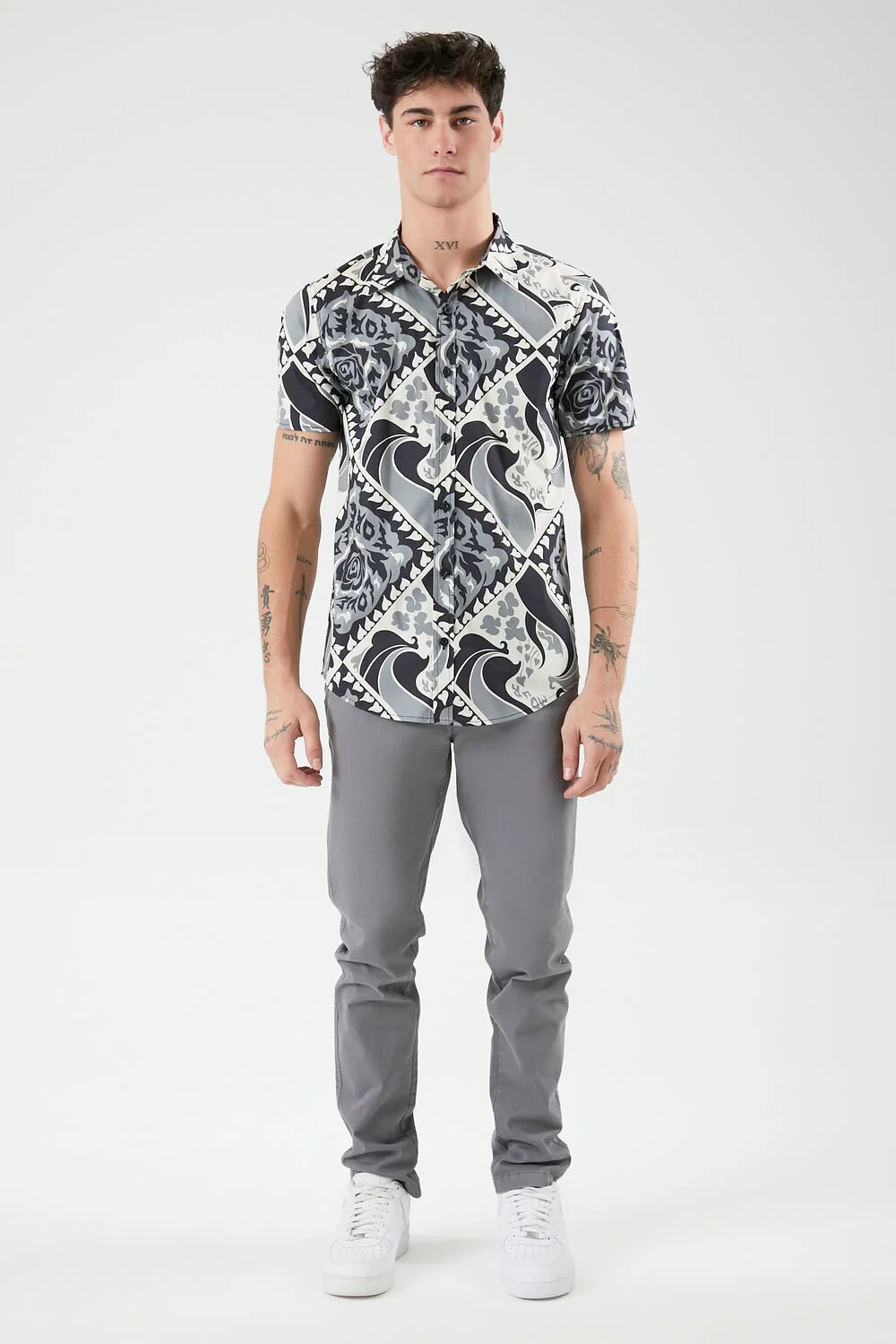 Ornate Print Curved-Hem Shirt - Image 4