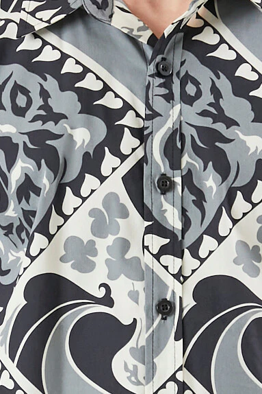 Ornate Print Curved-Hem Shirt - Image 5