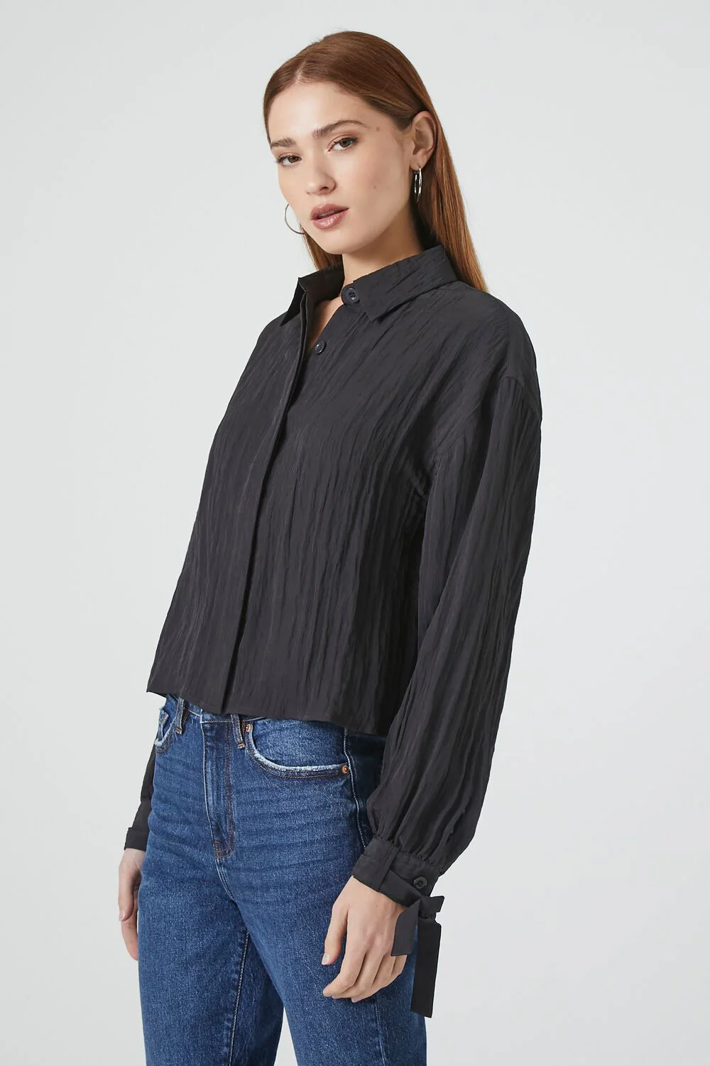 Crinkled Tie-Sleeve Shirt - Image 2