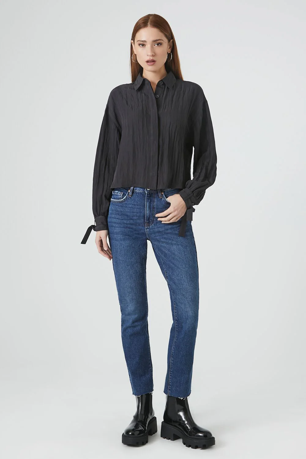 Crinkled Tie-Sleeve Shirt - Image 4