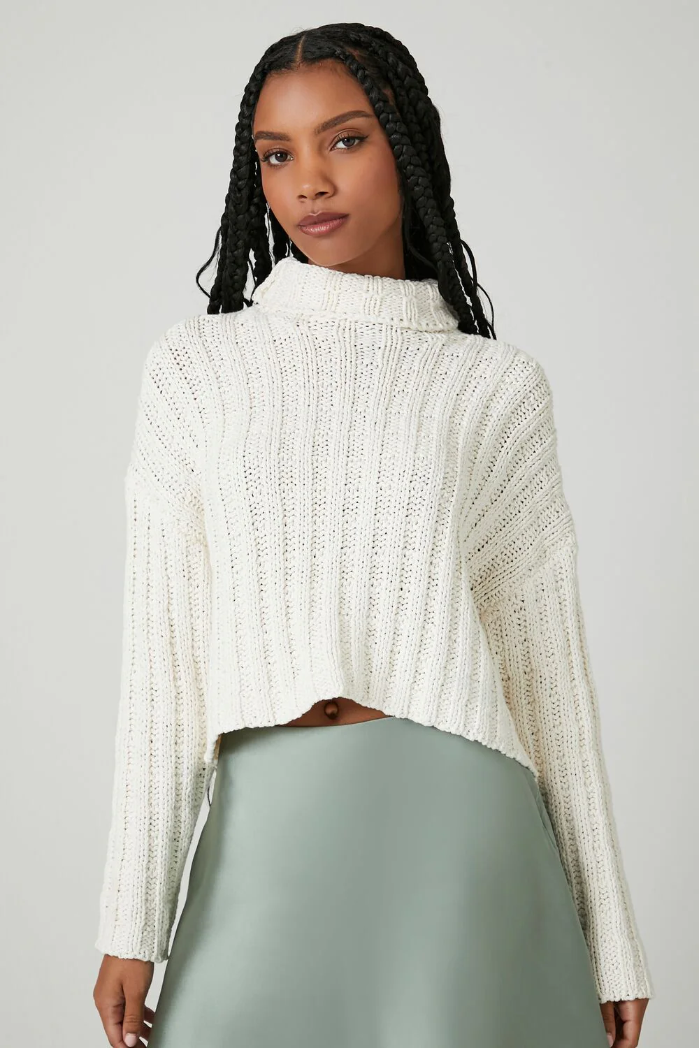 Ribbed Knit Turtleneck Sweater - Image 2