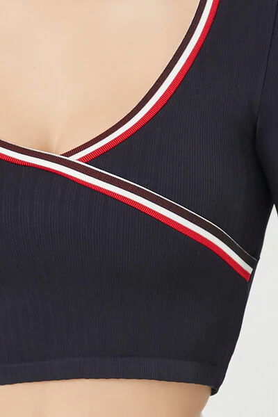 Seamless Striped-Trim Crop Top - Image 10