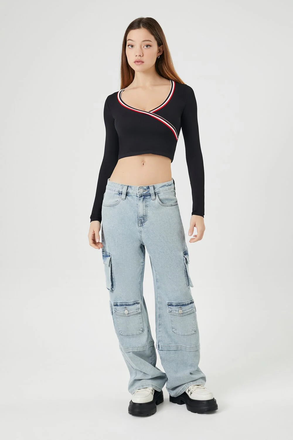 Seamless Striped-Trim Crop Top - Image 4