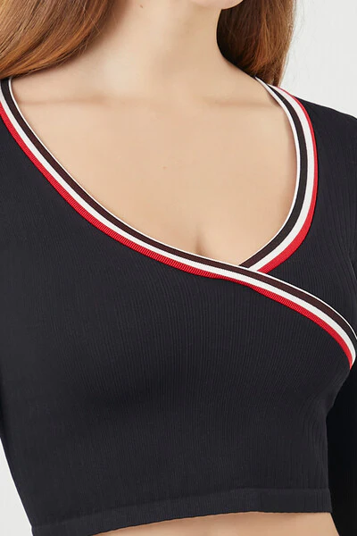 Seamless Striped-Trim Crop Top - Image 5