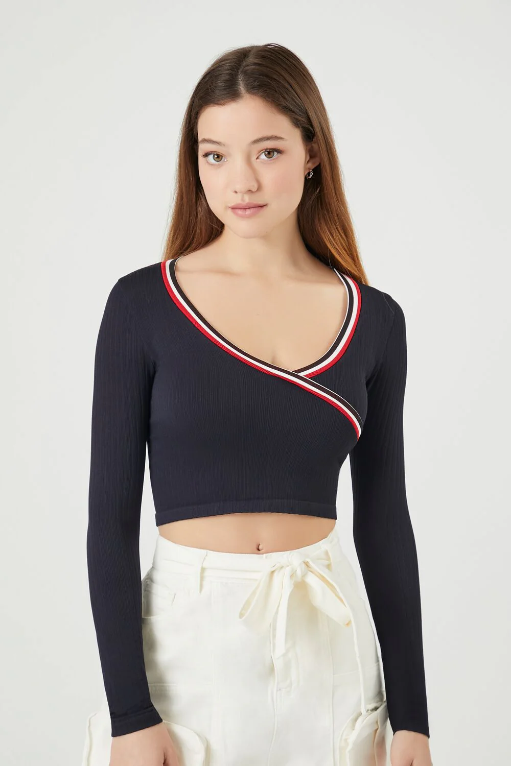 Seamless Striped-Trim Crop Top - Image 6