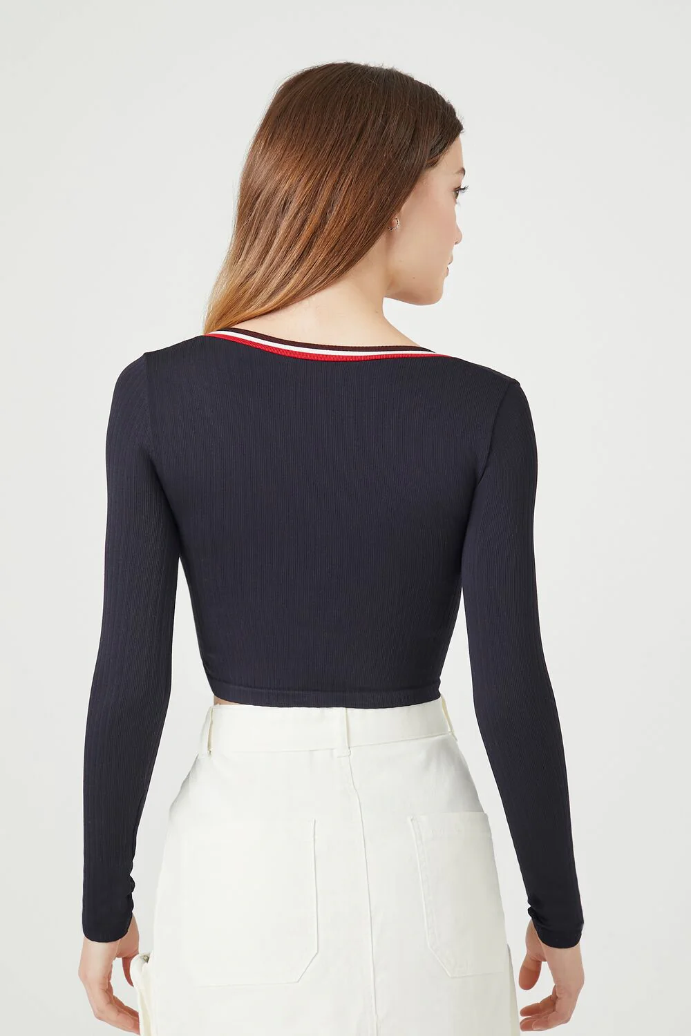 Seamless Striped-Trim Crop Top - Image 8