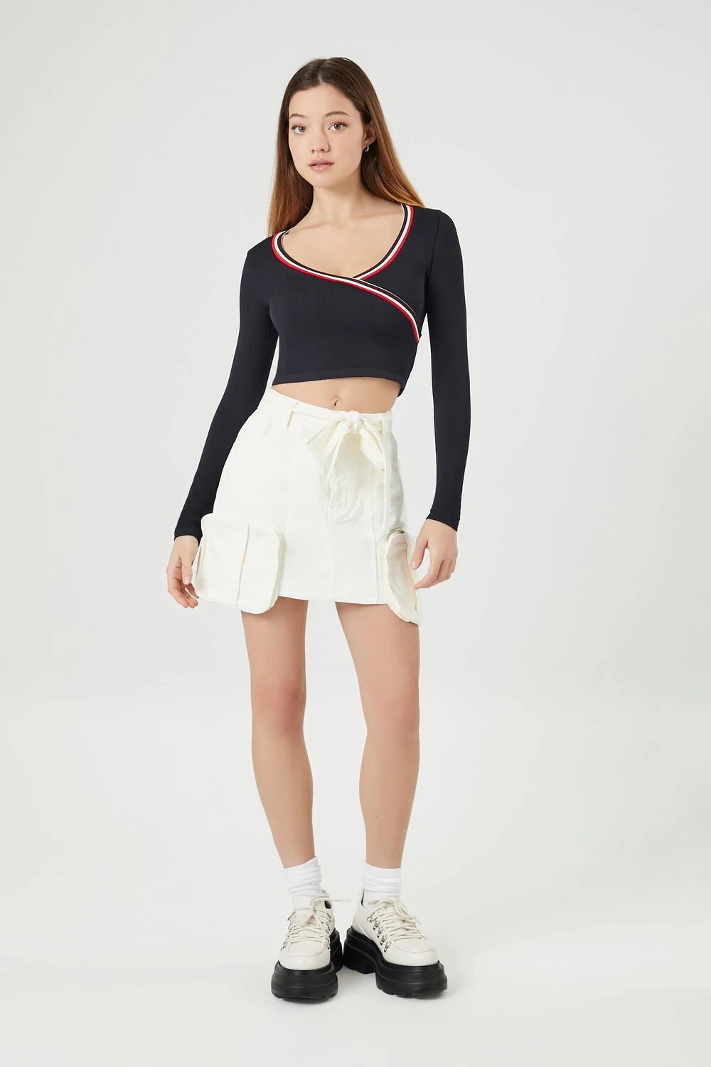 Seamless Striped-Trim Crop Top - Image 9