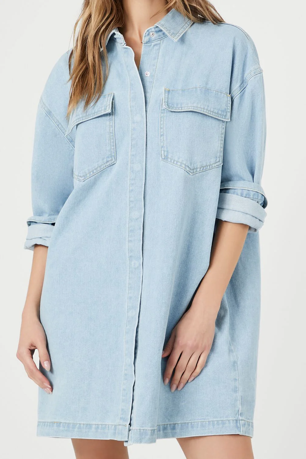 Denim Mini Shirt Dress - Image 4