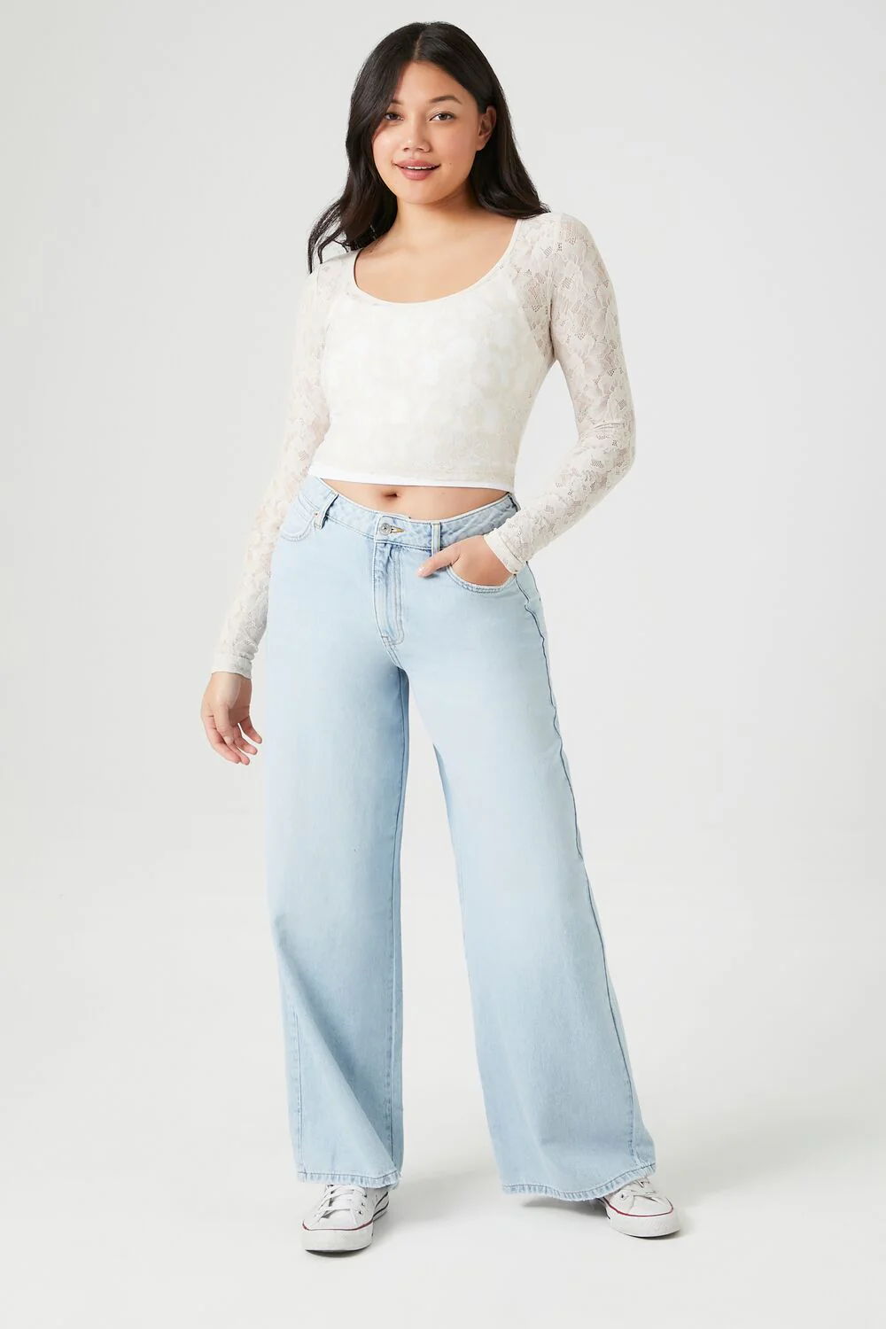 Lace Long-Sleeve Crop Top - Image 4