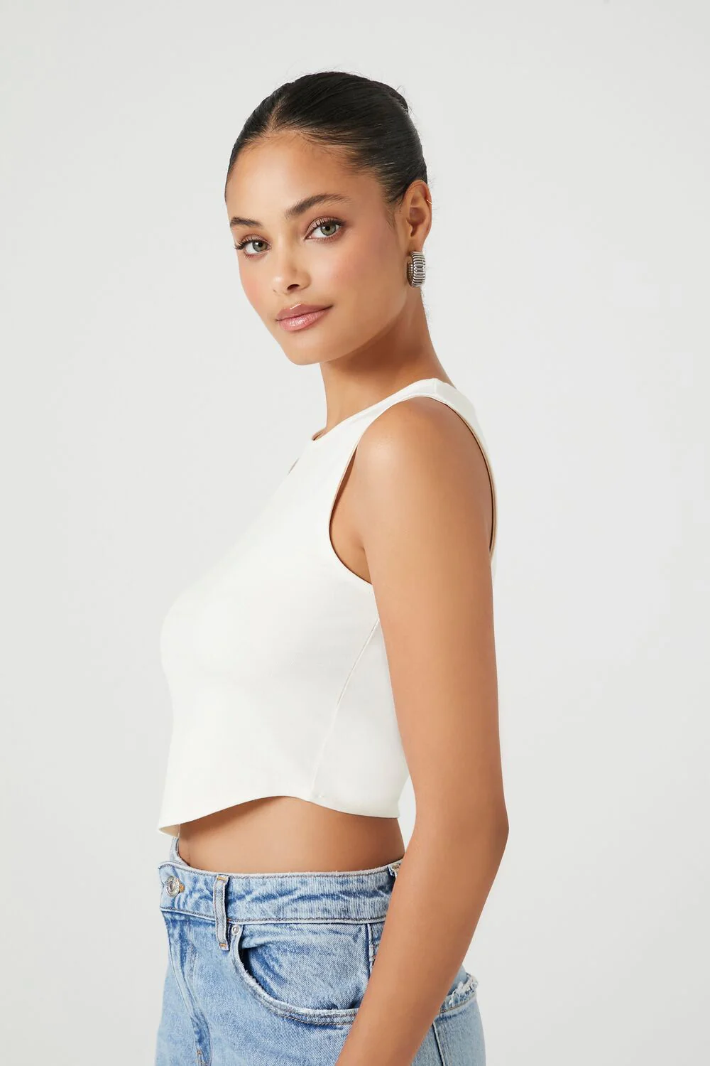 Cropped Rib-Knit Tank Top - Image 2
