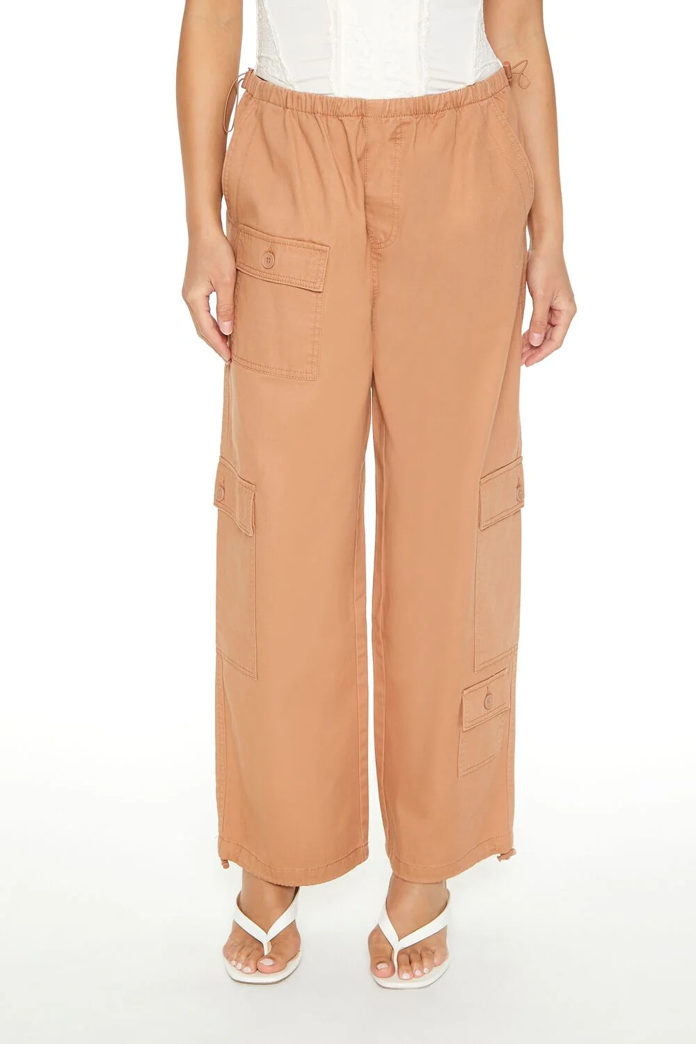 Twill Toggle Drawstring Cargo Pants - Image 8