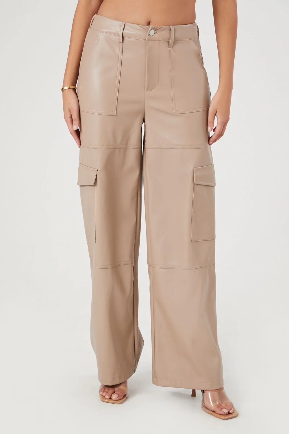 Faux Leather Cargo Pants - Image 2