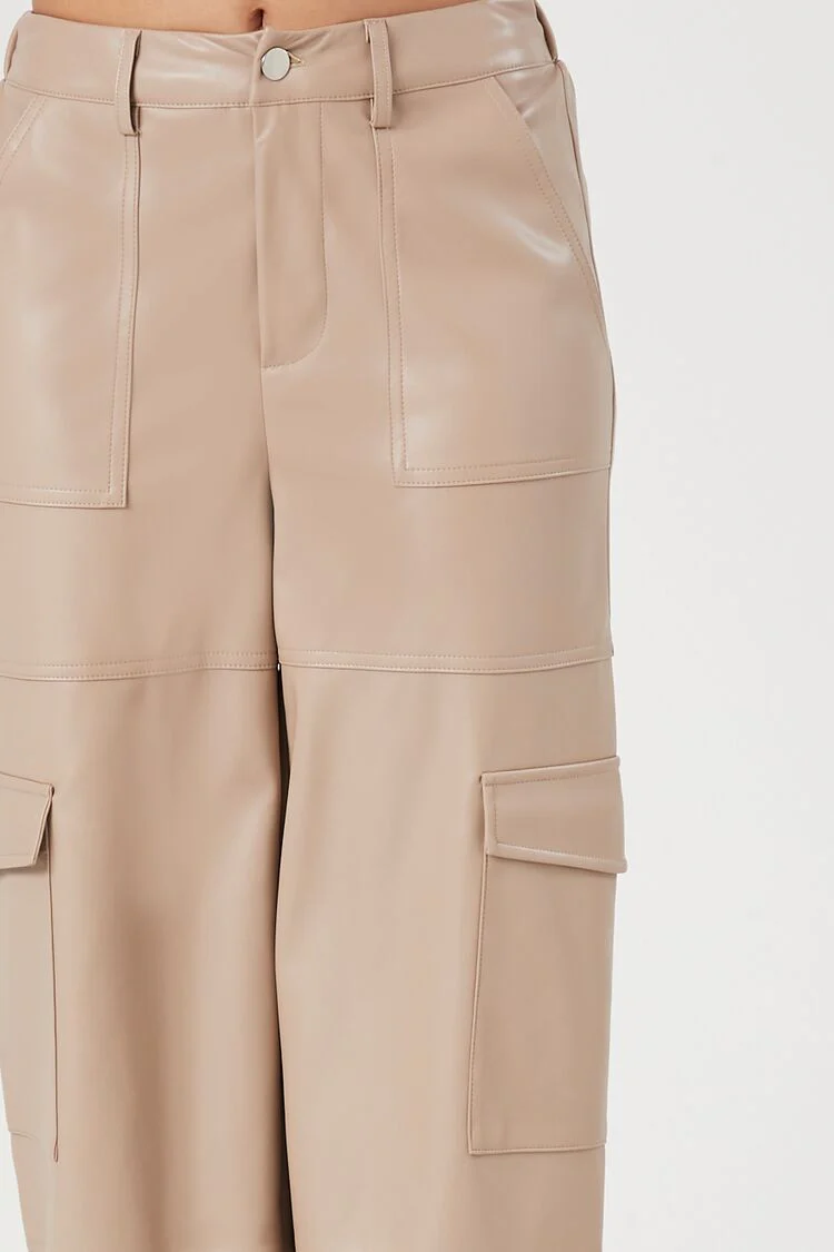 Faux Leather Cargo Pants - Image 6