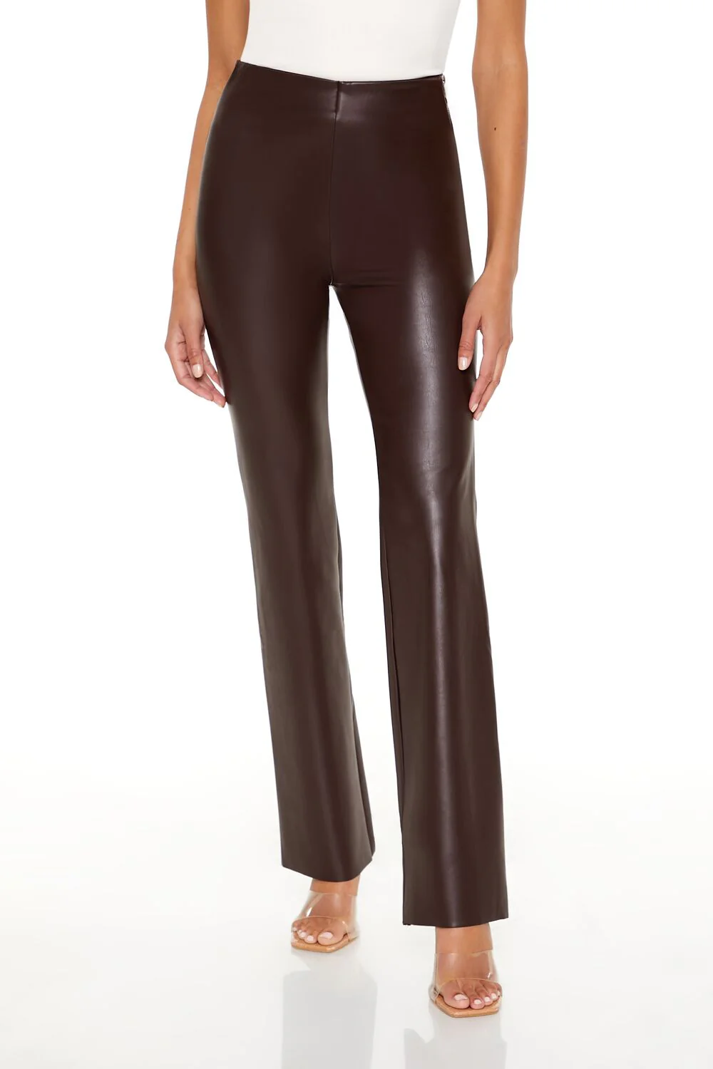 Faux Leather High-Rise Bootcut Pants - Image 2