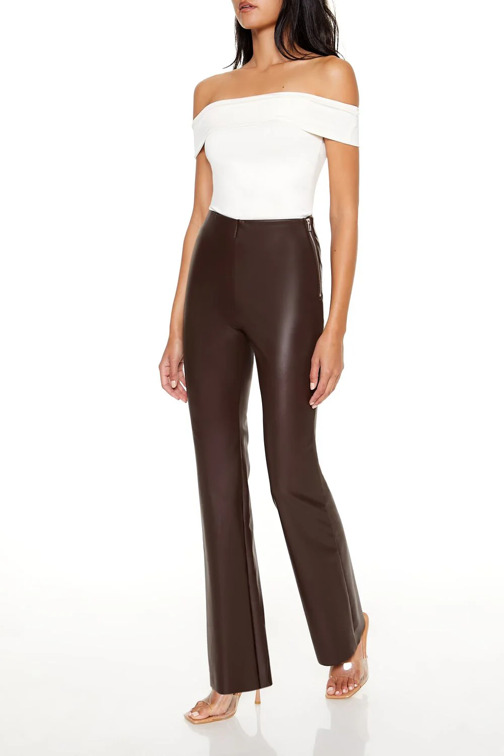 Faux Leather High-Rise Bootcut Pants - Image 3