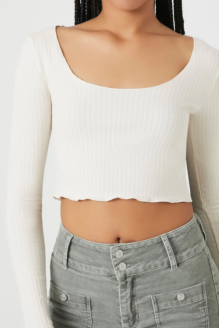 Pointelle Knit Crop Top - Image 5