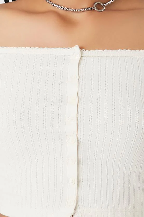 Pointelle Off-the-Shoulder Crop Top - Image 5