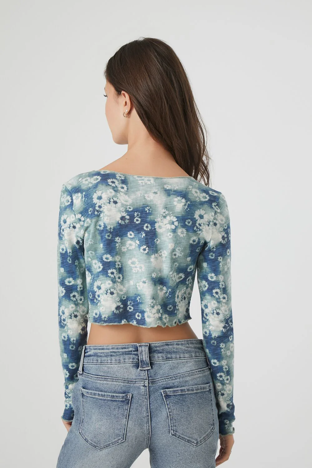 Tie-Dye Floral Print Crop Top - Image 3