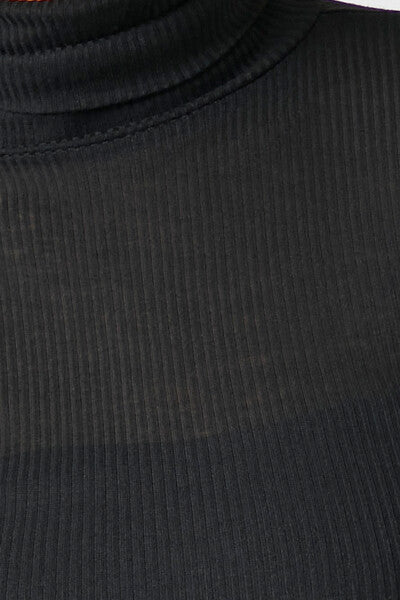 Sheer Ribbed Knit Turtleneck Top - Image 5