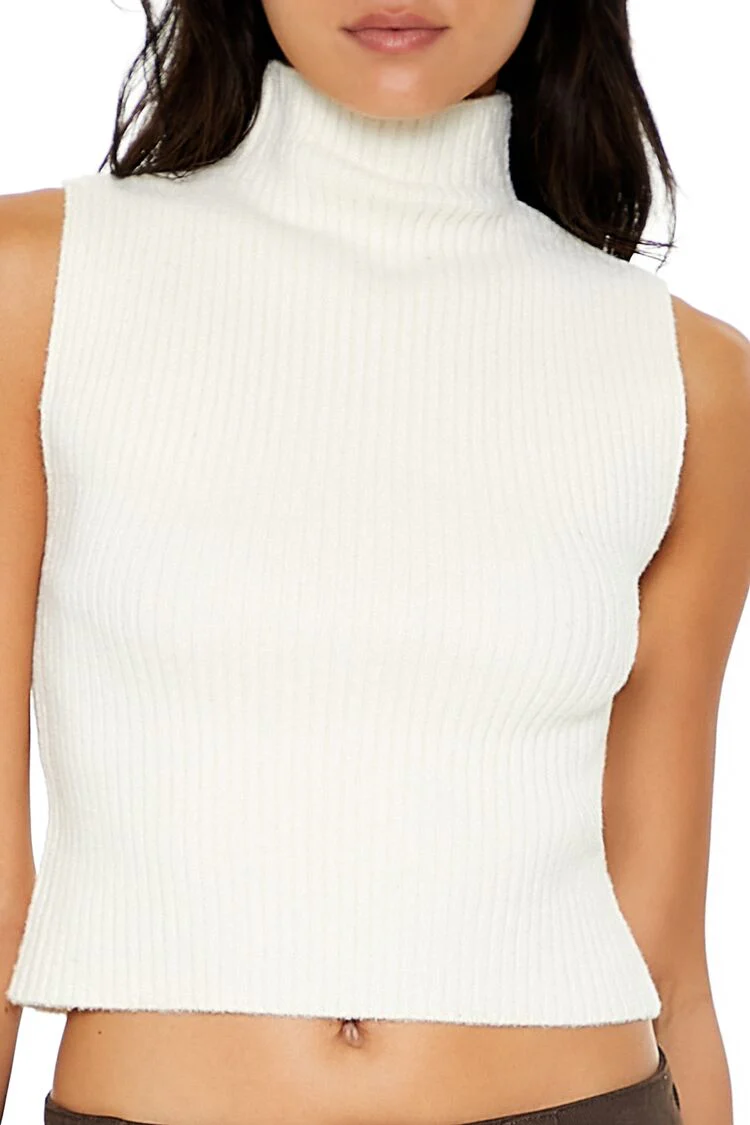 Sweater-Knit Turtleneck Crop Top - Image 3