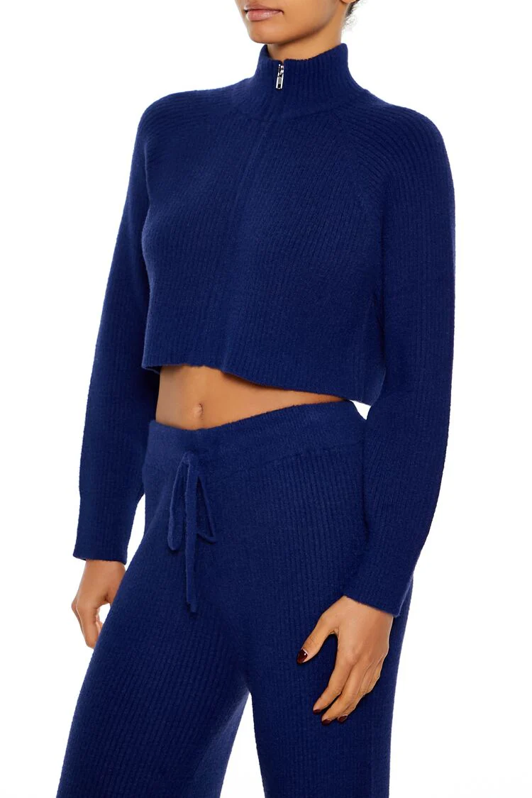 Ribbed Knit Zip-Up Sweater - Image 10
