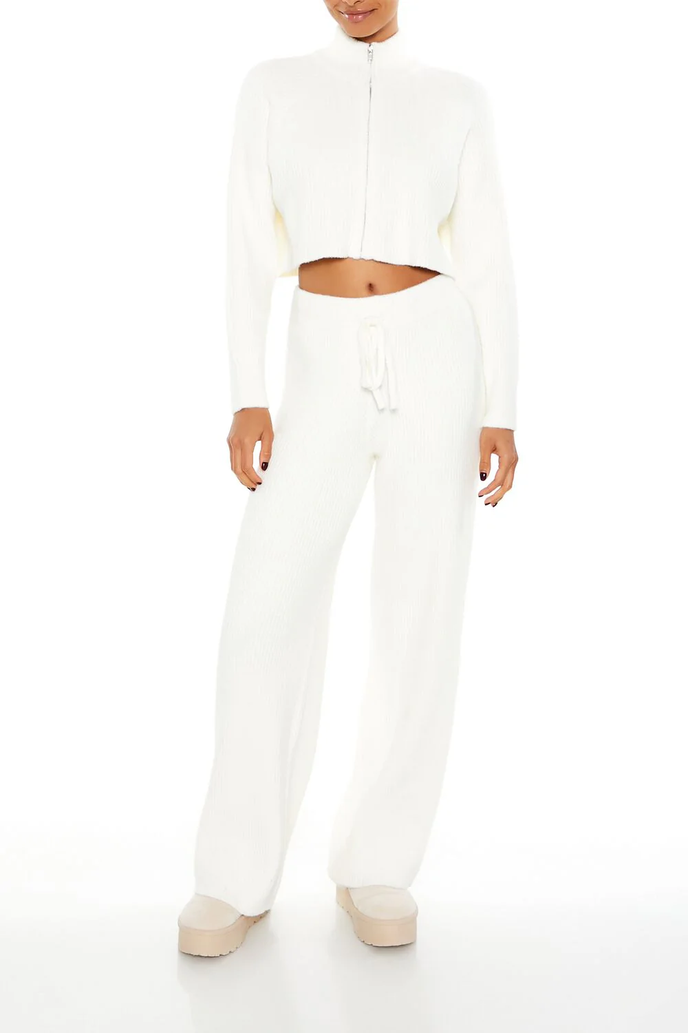 Ribbed Knit Zip-Up Sweater - Image 2