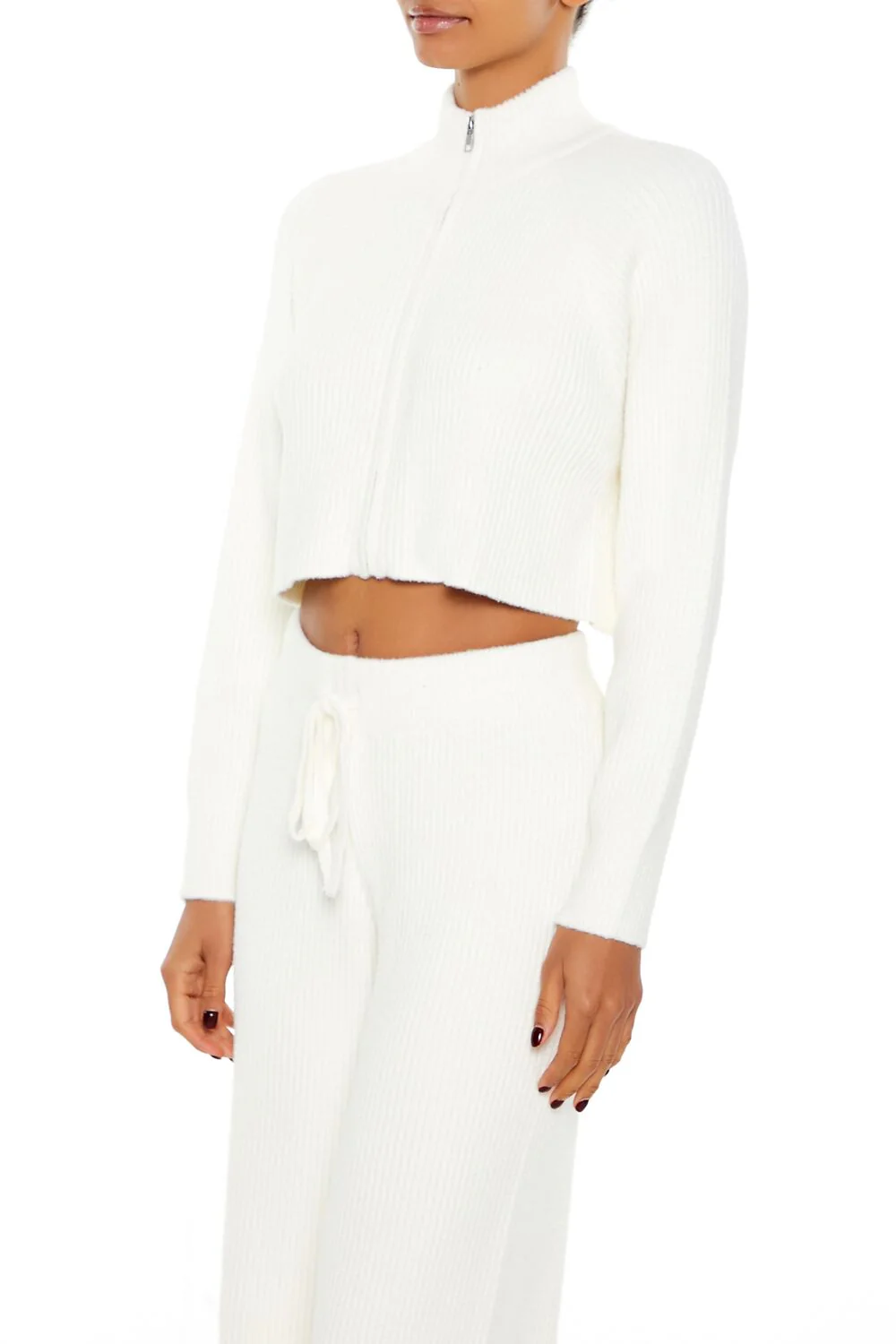 Ribbed Knit Zip-Up Sweater - Image 4