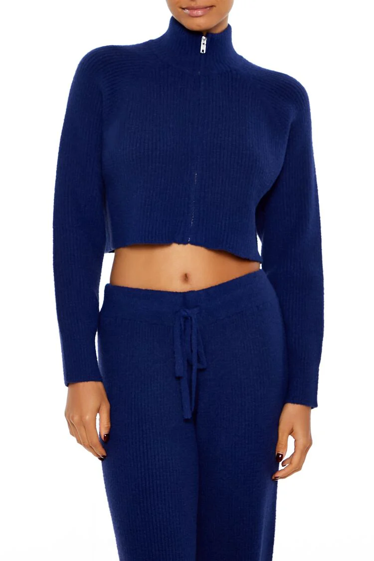 Ribbed Knit Zip-Up Sweater - Image 7