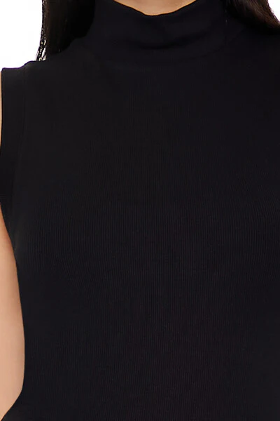 Ribbed Knit Mock Neck Midi Dress - Image 5