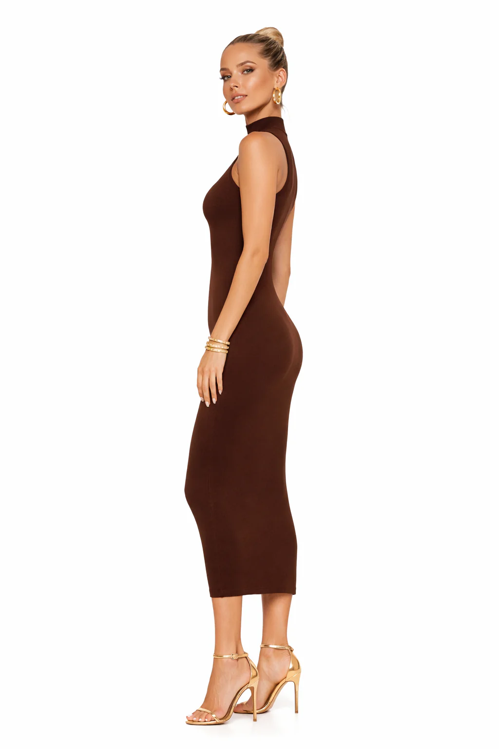 Ribbed Knit Mock Neck Midi Dress - Image 7