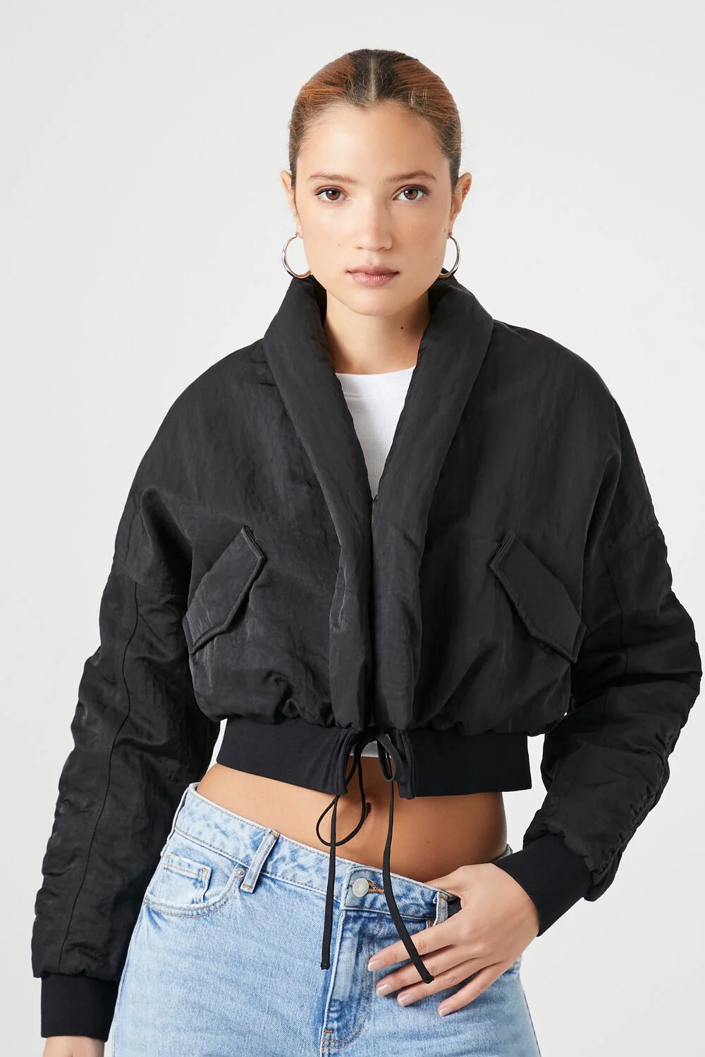 Ruched Tie-Front Puffer Jacket - Image 11