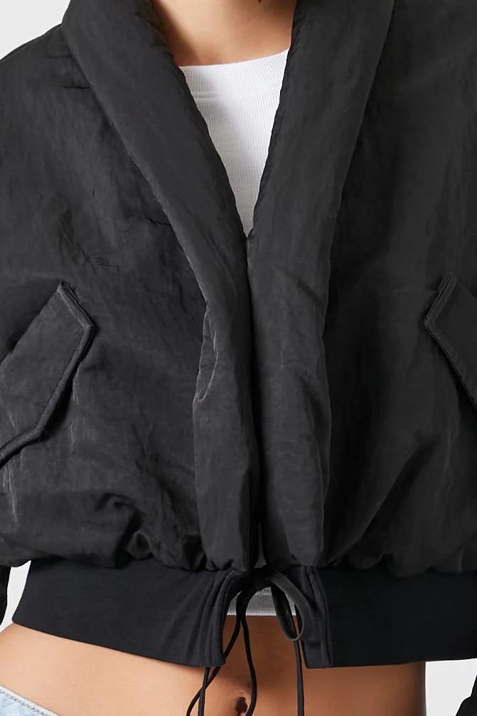 Ruched Tie-Front Puffer Jacket - Image 12
